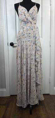 ASTR the Label Holland Maxi Dress in Peach Grey Floral Size S